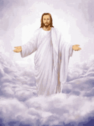 Jesus Christ On Clouds Waiting With Open Arms GIF