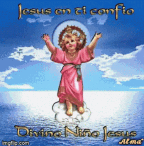 Jesus En Ti Confio Divino Niño Jesus Alma On Blue Background GIF