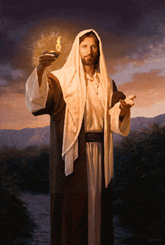 Jesus Holding Candle With Flame GIF