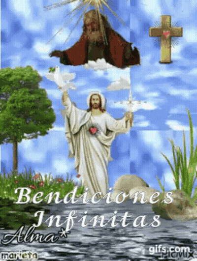 Jesus Holding Dove And Cross Bendiciones Infinitas Alma GIF