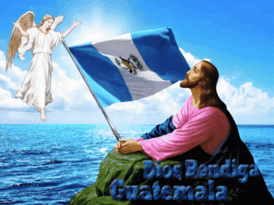 Jesus Holding Flag Dios Bendiga Guatemala GIF
