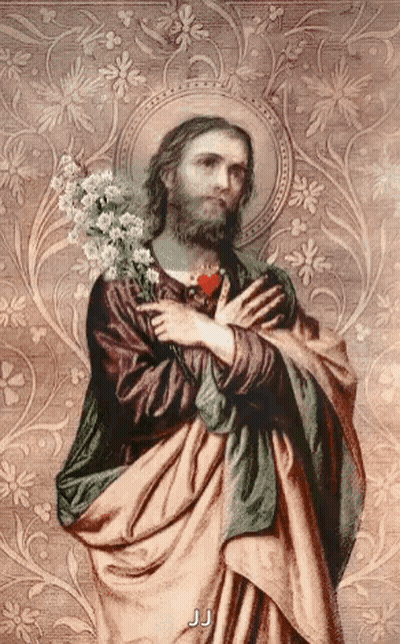 Jesus Holding Flowers With JJ Letters GIF