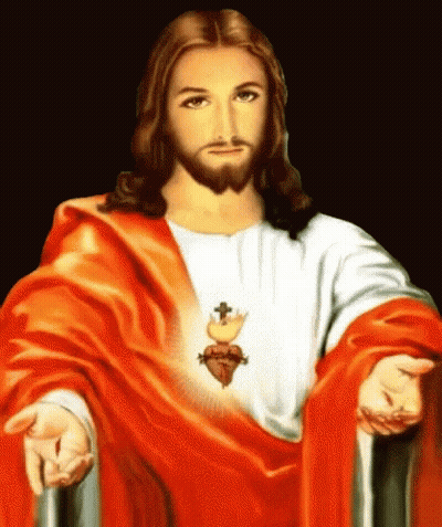 Jesus In Red Robe With Cross GIF