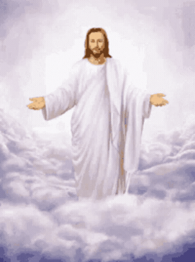 Jesus In White Robe In Clouds GIF