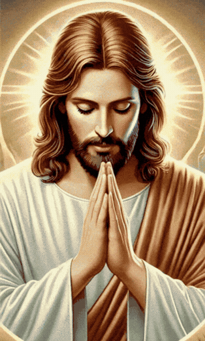 Jesus Is Praying With His Eyes Closed And His Hands Folded GIF