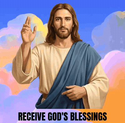 Jesus Painting Receive God's Blessings GIF