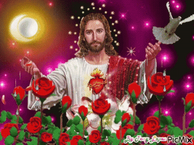 Jesus Painting With Light From Chest GIF