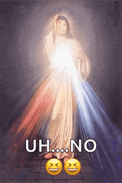 Jesus Painting With Light From Chest Saying Uh No GIF