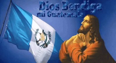 Jesus Praying Before Flag Saying Dios Bendiga GIF