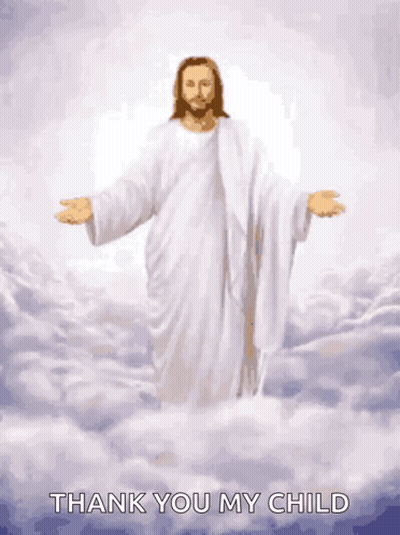 Jesus Standing In Clouds Thank You My Child GIF