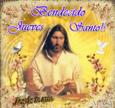 Jesus Surrounded By Flowers Bendido Jueves Santo GIF