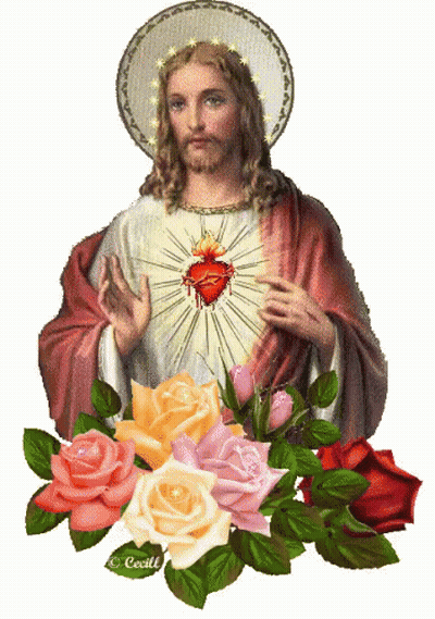 Jesus Surrounded By Roses Copyright Cecill GIF