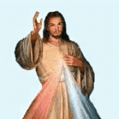 Jesus With Long Hair And Blue Robe GIF