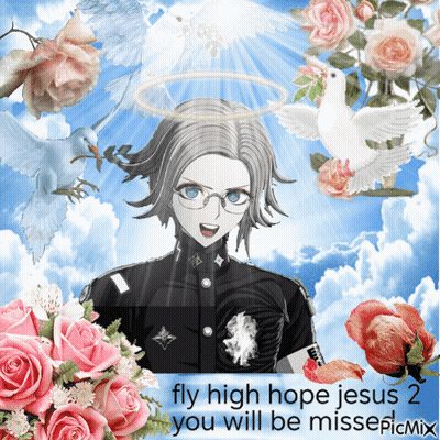 Jesus with Roses and Doves Fly High Hope