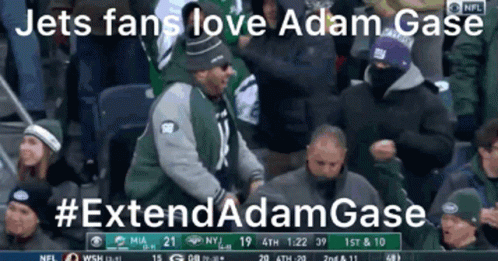Jets Fans Love Adam Gase #Extendadamgase Is Written On The Screen GIF