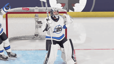 Jets Goalie Standing In Front Of Net GIF