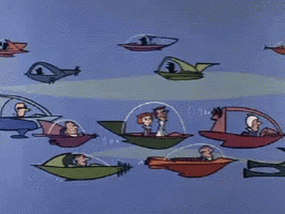 Jetsons Cartoon Characters In Spaceship GIF
