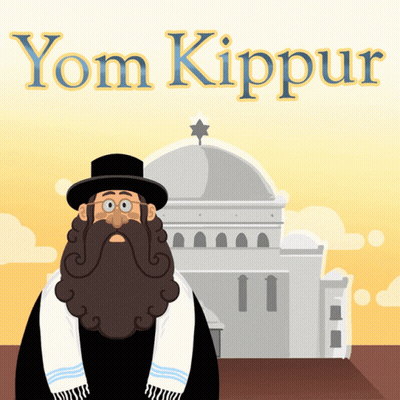 Jewish Man In Front Of Building Saying Yom Kippur GIF