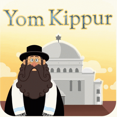 Jewish Man Standing In Front Of Building Saying Yom Kippur GIF