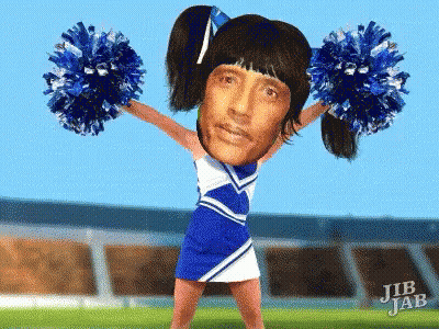 Jib Jab Shows A Cheerleader With A Man 'S Face On It GIF