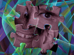 Jigsaw Puzzle Pieces With Facial Features GIF