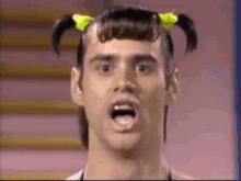 Jim Carrey With Pony Tails GIF