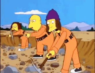 Jimbo Dolph Kearney Working Like Slave The Simpsons GIF