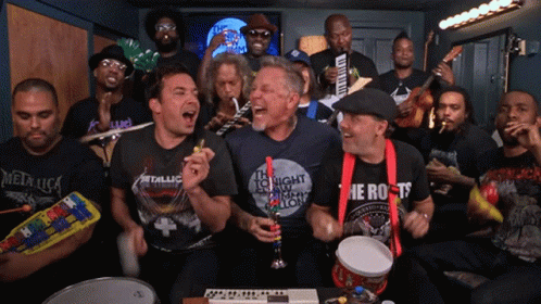 Jimmy Fallon And Metallica Playing Instruments GIF