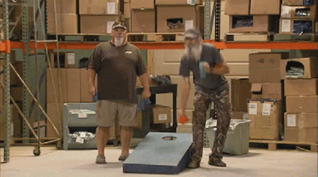 Jimmy Fallon In A Warehouse Cornhole GIF
