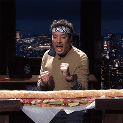 Jimmy Fallon Karate Chop Cut Sandwich GIF