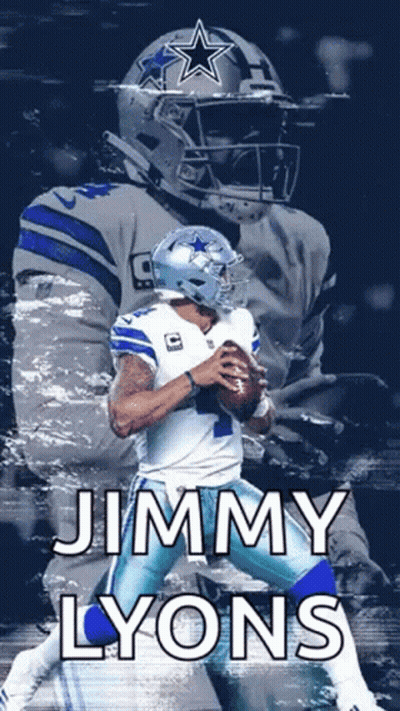 Jimmy Lyons Is A Cowboys Football Player Who Is Holding A Football . GIF
