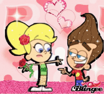 Jimmy Neutron Giving A Girl A Rose GIF