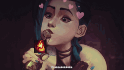 Jinx Blowing Tip Of Gun GIF