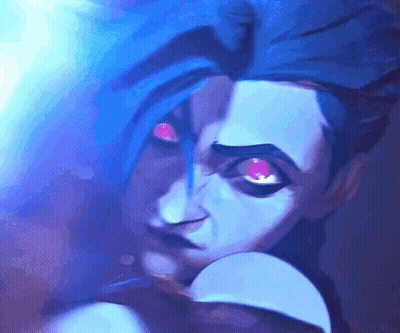 Jinx From Arcane Blue Hair Red Eyes GIF