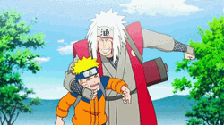 Jiraiya And Naruto Walking Together GIF