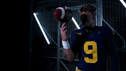 Jj Mccarthy Balancing Spinning Football On Finger GIF