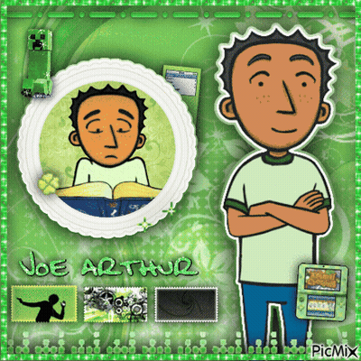 Joe Arthur With Arms Crossed On Green Background GIF