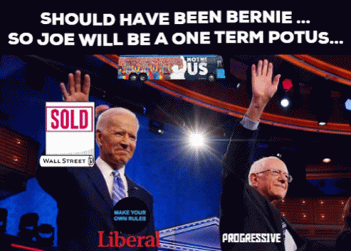 Joe Biden And Bernie Sanders With Sold Sign GIF