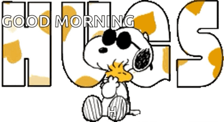 Joe Cool Hugging Woodstock GIF