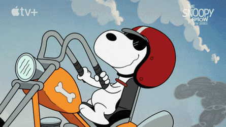 Joe Cool On Motorcycle Snoopy Show GIF