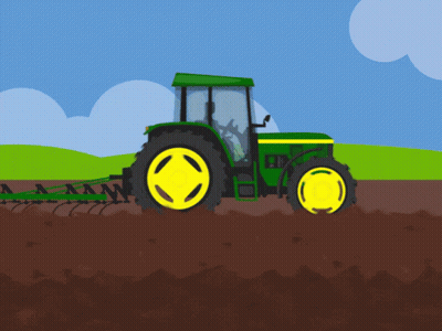 John Deere Tractor Plowing Field GIF