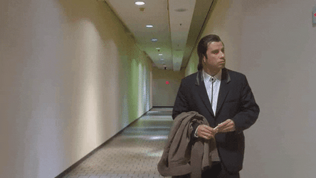 John Travolta Pulp Fiction Empty Hallway GIF