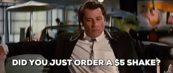 John Travolta Pulp Fiction Five Dollar Shake GIF