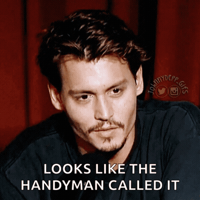 Johnny Depp Handyman With Red Curtain GIF