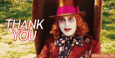 Johnny Depp Mad Hatter Says Thank You GIF