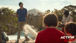 Johnny Knoxville Hosed Down In Waterslide GIF