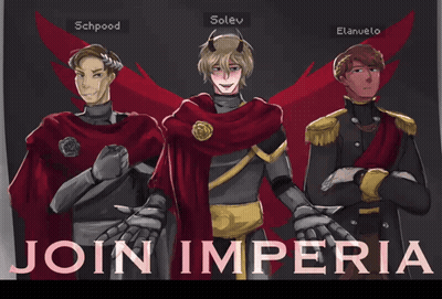 Join Imperia Poster With Three Characters GIF