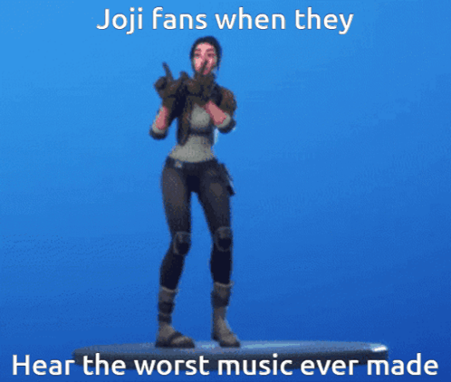 Joji Fans When They Hear The Worst Music Ever Made Is Written On A Blue Background GIF