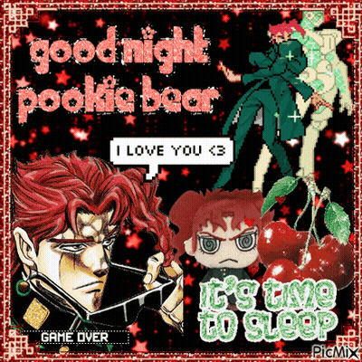 JoJo's Bizarre Adventure Poster Says Good Night Pookie Bear I Love You GIF
