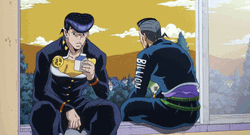 Jojo's Bizarre Josuke Drinking Juice Almost Fell GIF